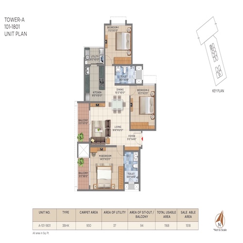 3BHK flats in kr puram bangalore - 1518 Sqft