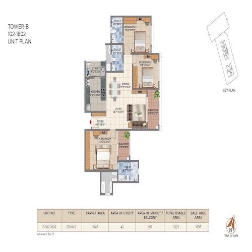 3BHK apartments on old madras road - 1693 Sqft